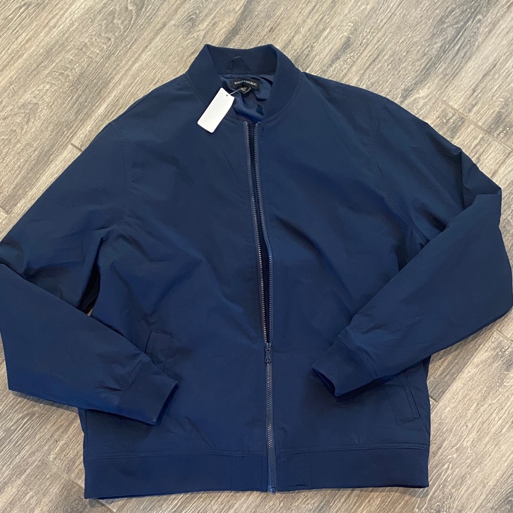 Banana Republic Men's Deep Blue Bomber Jacket NWT XL Navy Blue